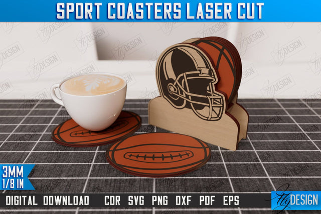 Sport Coaster | Personalized Coaster | Sport Fans | Stand for Coasters | CNC File SVG Fly Design 