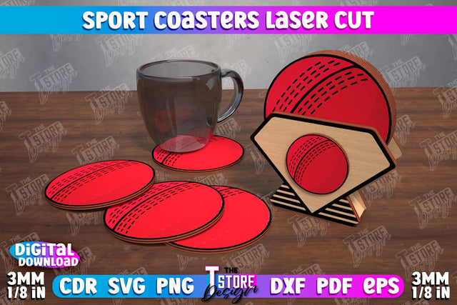 Sport Coaster | Personalized Coaster | Sport Fans | Stand for Coasters | CNC File SVG The T Store Design 