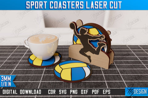 Sport Coasters Bundle | Personalized Coaster | Sport Fans | Stand for Coasters | CNC Files SVG Fly Design 