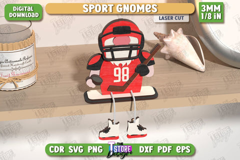 Sport Decorative Wooden Gnomes Laser Cut Bundle | Table Statuette | Seated Figurine | Home Decor | CNC Files SVG The T Store Design 