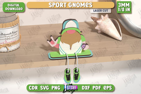 Sport Decorative Wooden Gnomes Laser Cut Bundle | Table Statuette | Seated Figurine | Home Decor | CNC Files SVG The T Store Design 