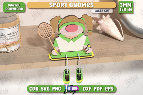 Sport Decorative Wooden Gnomes Laser Cut Bundle | Table Statuette | Seated Figurine | Home Decor | CNC Files SVG The T Store Design 
