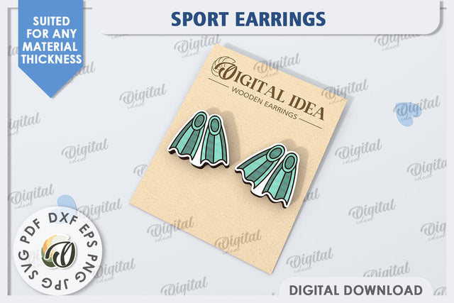 Sport Earrings Laser Cut. Sports Stud Earrings SVG SVG Evgenyia Guschina 