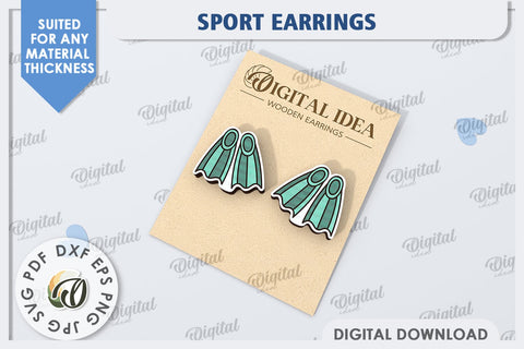 Sport Earrings Laser Cut. Sports Stud Earrings SVG SVG Evgenyia Guschina 