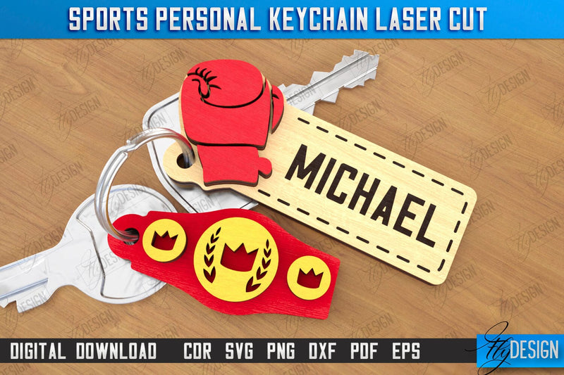 Sport Keychain Laser Cut | Sport Keyring | Sportsman Gift | CNC File SVG Fly Design 