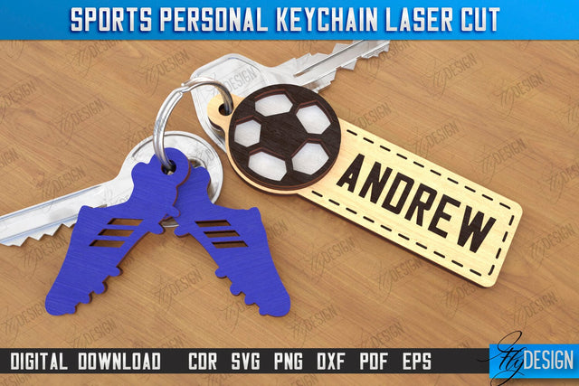 Sport Keychain Laser Cut | Sport Keyring | Sportsman Gift | Football | CNC File SVG Fly Design 