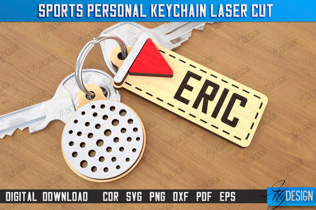 Sport Keychain Laser Cut | Sport Keyring | Sportsman Gift | Golf | CNC File SVG Fly Design 