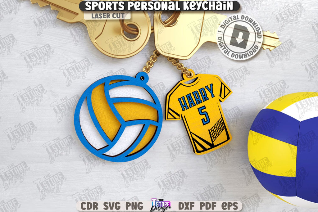 Sport Personalized Keychain Laser Cut Bundle | Sport Keyring ...
