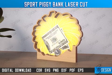 Sport Piggy Bank Bundle | Personalized Money Box | Sports Fan Gift Idea | CNC Files SVG Fly Design 