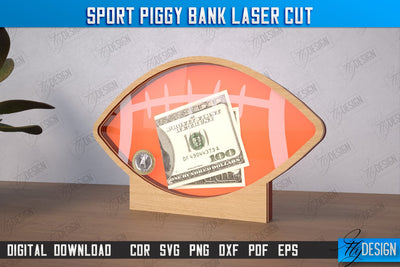 Sport Piggy Bank | Personalized Money Box | Sports Fan Gift Idea | CNC File SVG Fly Design 
