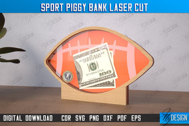 Sport Piggy Bank | Personalized Money Box | Sports Fan Gift Idea | CNC File SVG Fly Design 