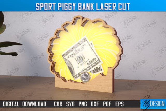 Sport Piggy Bank | Personalized Money Box | Sports Fan Gift Idea | CNC File SVG Fly Design 