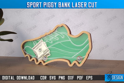 Sport Piggy Bank | Personalized Money Box | Sports Fan Gift Idea | CNC File SVG Fly Design 
