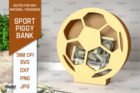 Sport Piggy Banks Laser Cut Bundle. Wooden Money Banks SVG SVG Evgenyia Guschina 