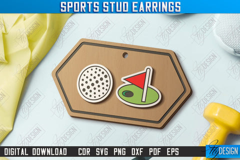 Sport Stud Earrings Laser Cut Bundle | Jewelry | Accessories | CNC Files SVG Fly Design 