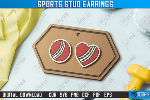 Sport Stud Earrings Laser Cut Bundle | Jewelry | Accessories | CNC Files SVG Fly Design 