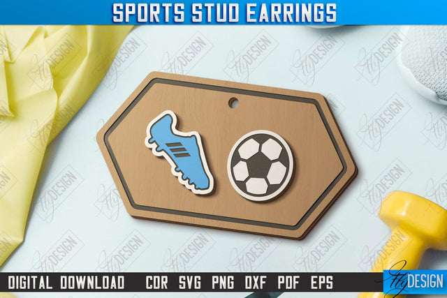 Sport Stud Earrings Laser Cut | Jewelry | Accessories | CNC File SVG Fly Design 