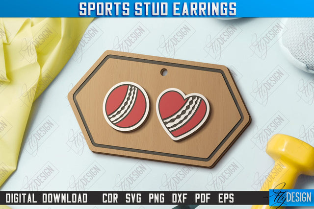 Sport Stud Earrings Laser Cut | Jewelry | Accessories | CNC File SVG Fly Design 