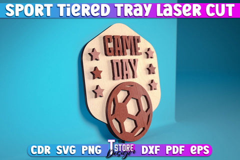 Sport Tiered Tray Laser Cut SVG | Tiered Tray Laser Cut SVG Design | CNC Files SVG The T Store Design 