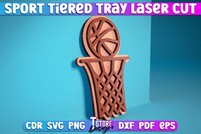 Sport Tiered Tray Laser Cut SVG | Tiered Tray Laser Cut SVG Design | CNC Files SVG The T Store Design 