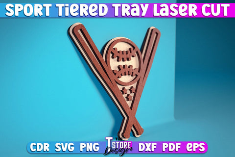 Sport Tiered Tray Laser Cut SVG | Tiered Tray Laser Cut SVG Design | CNC Files SVG The T Store Design 
