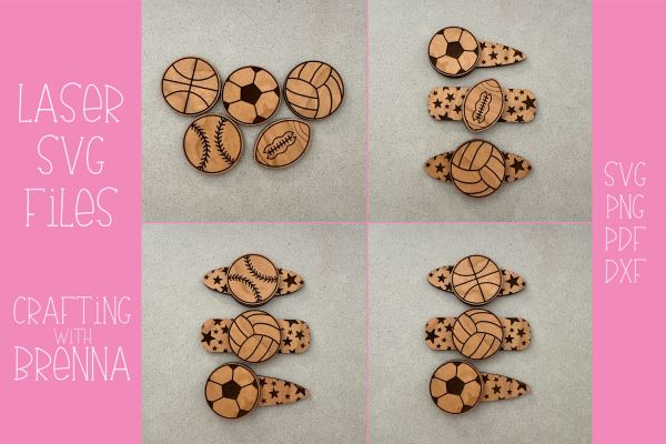 Sports and Stars Hairclip Bundle Laser SVG File SVG Crafting With Brenna 