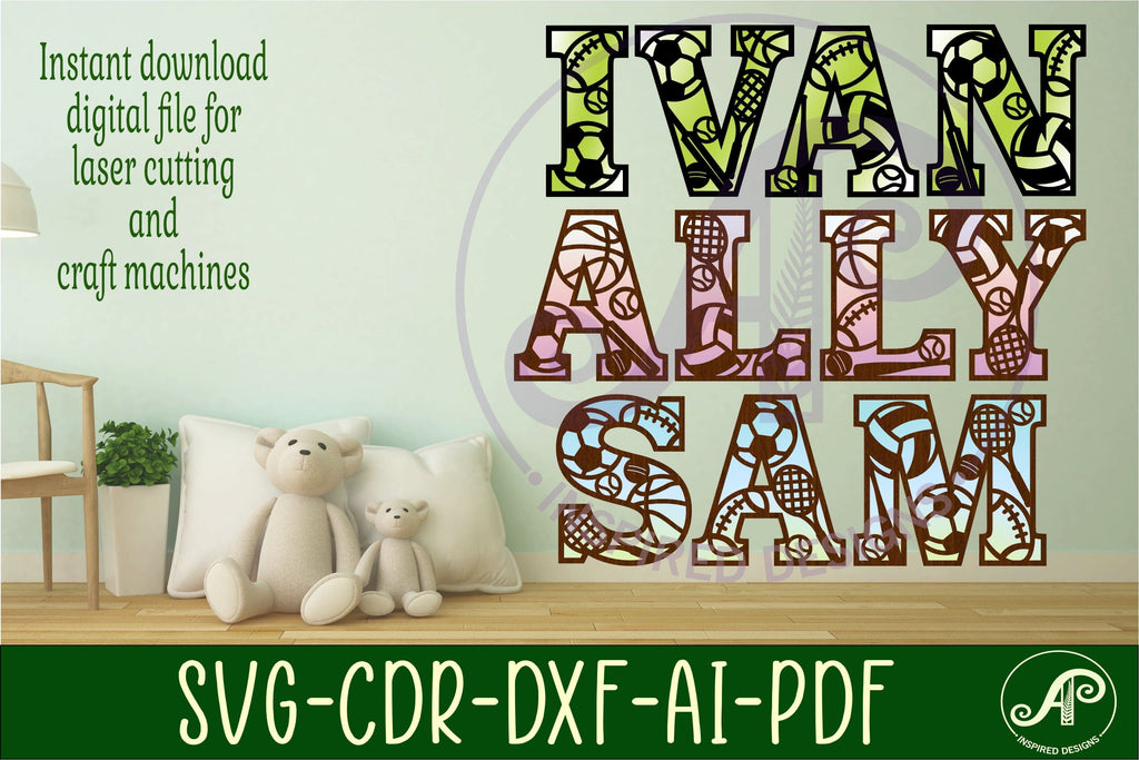 Sports ball alphabet set. 2 layer letters. 66 letters - So Fontsy