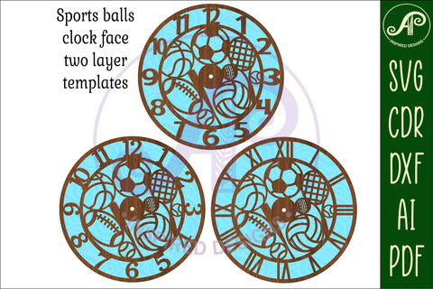 Sports ball wall clock laser cut files, SVG file. vector SVG APInspireddesigns 