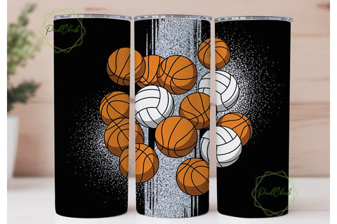 Sports Balls Glitter 20oz Tumbler Wrap Sublimation PixelChick 