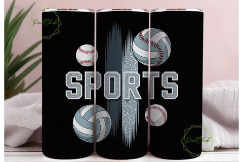 Sports Balls Glitter 20oz Tumbler Wrap Sublimation PixelChick 