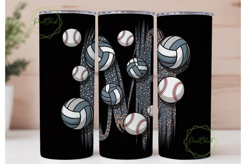 Sports Balls Glitter 20oz Tumbler Wrap Sublimation PixelChick 