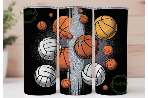Sports Balls Glitter 20oz Tumbler Wrap Sublimation PixelChick 