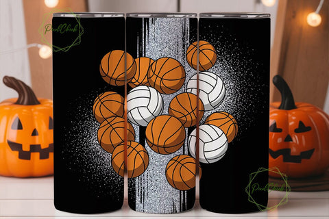 Sports Balls Glitter 20oz Tumbler Wrap Sublimation PixelChick 