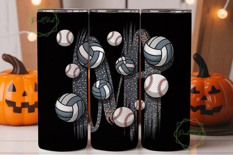 Sports Balls Glitter 20oz Tumbler Wrap Sublimation PixelChick 