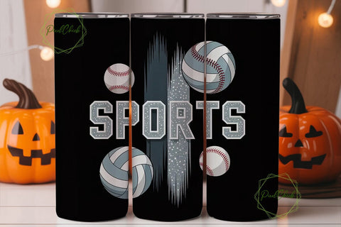 Sports Balls Glitter 20oz Tumbler Wrap Sublimation PixelChick 