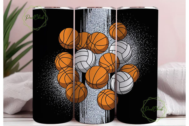 Sports Balls Glitter 20oz Tumbler Wrap Sublimation PixelChick 