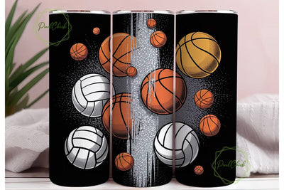 Sports Balls Glitter 20oz Tumbler Wrap Sublimation PixelChick 