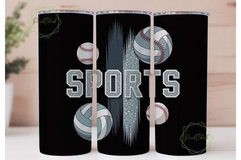Sports Balls Glitter 20oz Tumbler Wrap Sublimation PixelChick 