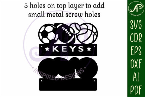 Sports balls Key holders for metal and laser cutting SVG APInspireddesigns 