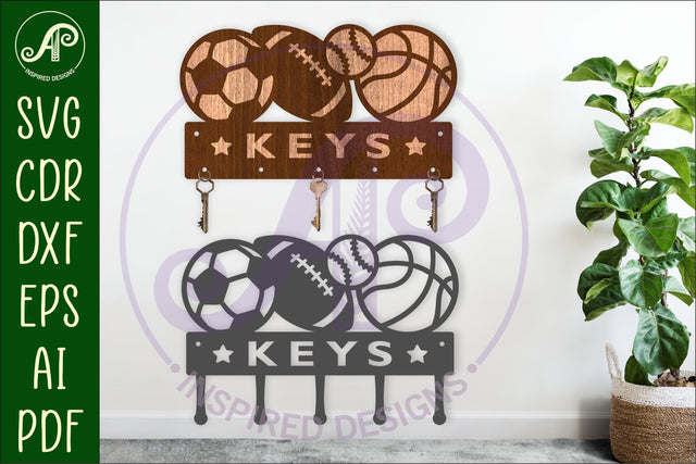 Sports balls Key holders for metal and laser cutting SVG APInspireddesigns 