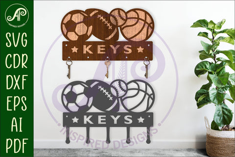 Sports balls Key holders for metal and laser cutting SVG APInspireddesigns 