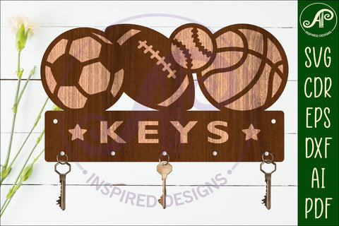 Sports balls Key holders for metal and laser cutting SVG APInspireddesigns 