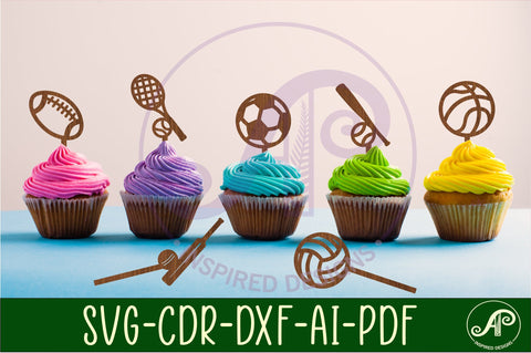 Sports cupcake toppers, 7 designs SVG laser cut SVG APInspireddesigns 