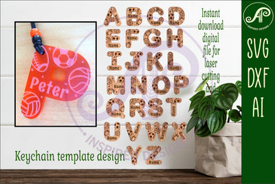Sports theme tag letter designs keychain DIGITAL SVG SVG APInspireddesigns 