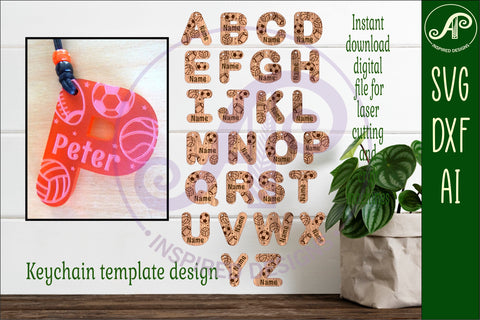 Sports theme tag letter designs keychain DIGITAL SVG SVG APInspireddesigns 