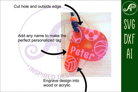 Sports theme tag letter designs keychain DIGITAL SVG SVG APInspireddesigns 