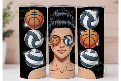 Sporty Messy Bun 20oz Tumbler Sublimation PixelChick 