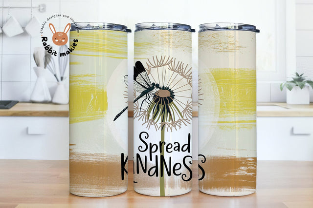 Spread Kindness Dandelion Inspirational 20oz Skinny Tumbler Sublimation Designs Sublimation Rabbitmakies 