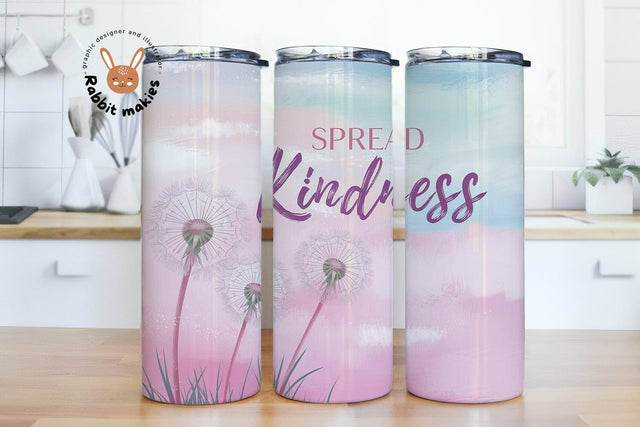 Spread Kindness Tumbler Wrap, Quote Tumbler Wrap, Dandelion Inspirational Tumbler Design Sublimation Sublimation Rabbitmakies 