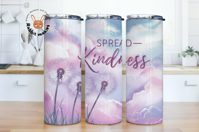 Spread Kindness Tumbler Wrap, Quote Tumbler Wrap, Dandelion Inspirational Tumbler Design Sublimation Sublimation Rabbitmakies 